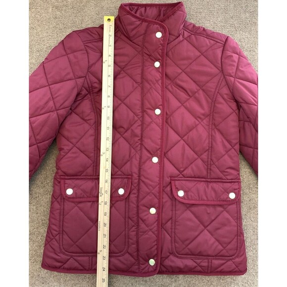 J Crew Quilted Jacket Womens S Barn Coat Patch Pockets Lined Preppy Burgundy - Picture 5 of 10